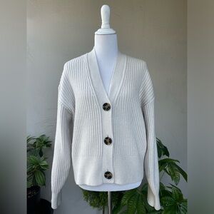 H&M Cream Button-Up Cardigan